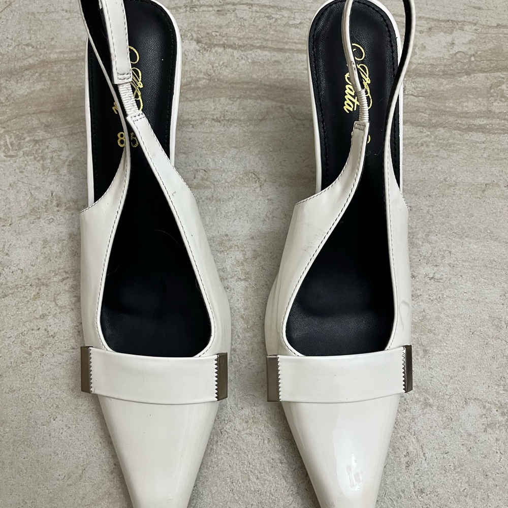 Elegant White Slingback Heels